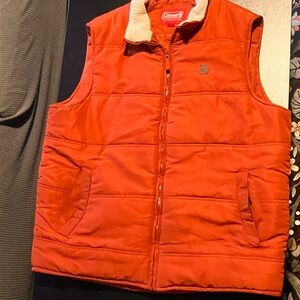 Coleman Men's L Burnt Orange Quilted Puffer Outdoor Hiking Vest Jacket